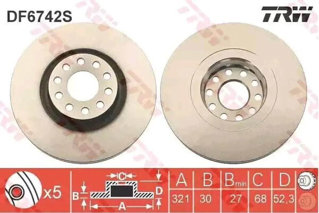 Disque de frein TRW DF6742S : fini les vibrations au freinage Passat 3B