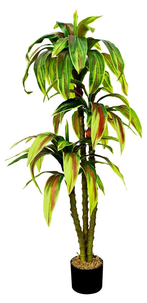 Künstlicher Drachenbaum, Kunstpflanze, 130 cm, Tropische Dekoration für Wohn- und Büroräume, Allergikerfreundlich und Pflegeleicht