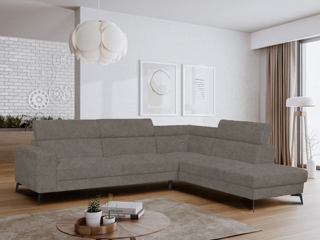 sesto senso Modernes Ecksofa, Wohnzimmersofa – Große Couch auf Metallbeinen – L-förmiges Sofa für Wohnzimmer mit verstellbaren Kopfstützen ...