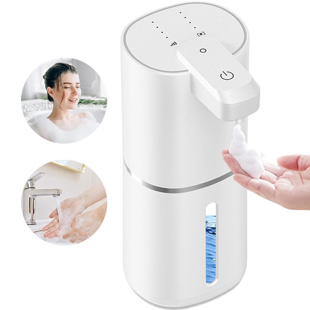 380ml Seifenspender Automatisch, automatischer Sensor,4 Stufen, Schaumseife, hygienisch, wiederaufladbar