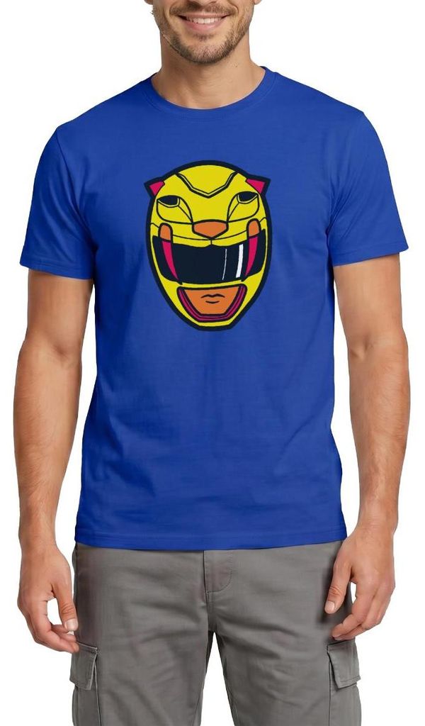 Spreadshirt Power Rangers Gelber Ranger Helm Männer T-Shirt, L, Dunkelblau