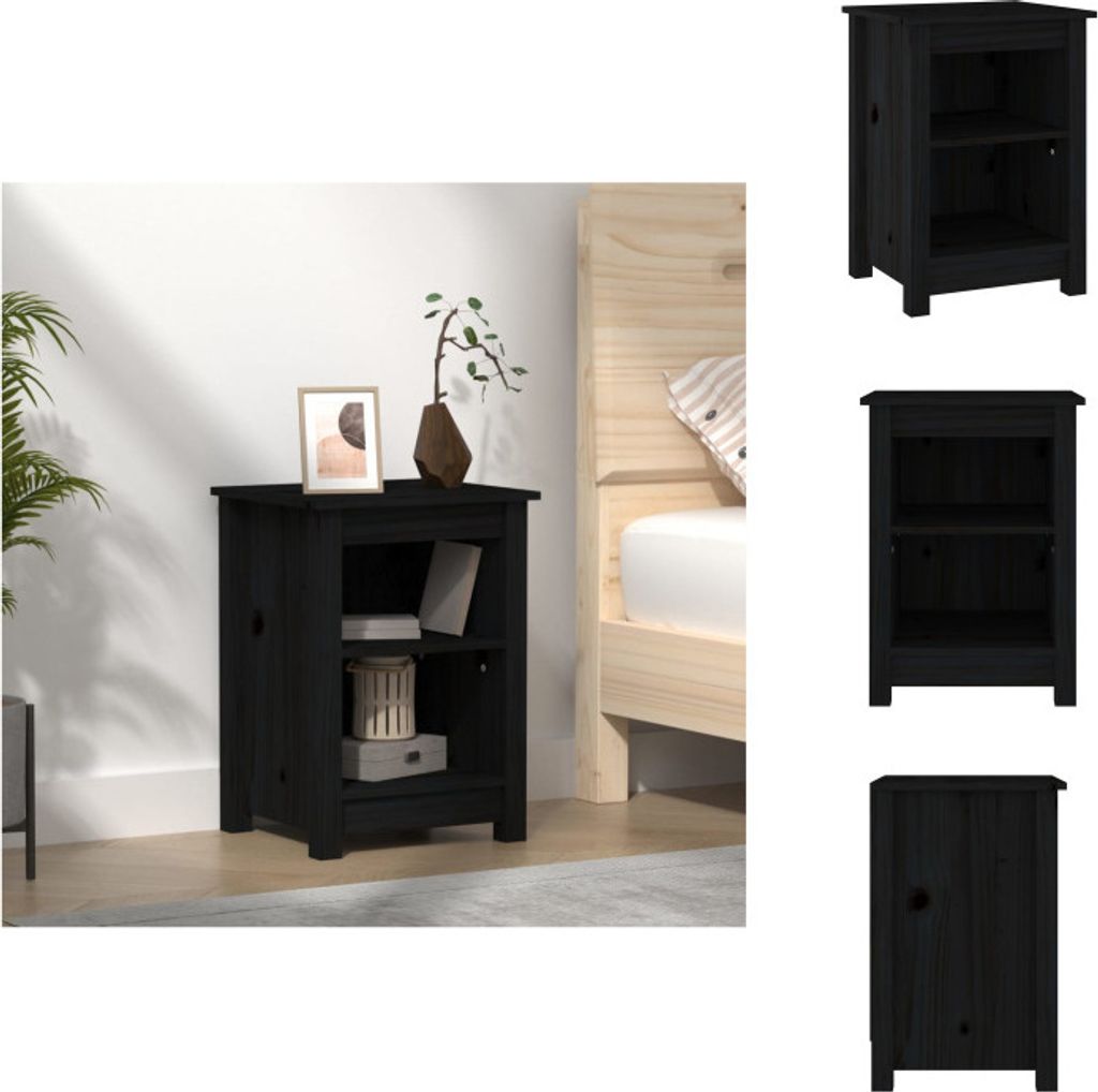 vidaXL Nachttisch Schwarz 40x35x55 cm Massivholz Kiefer - Nachttische