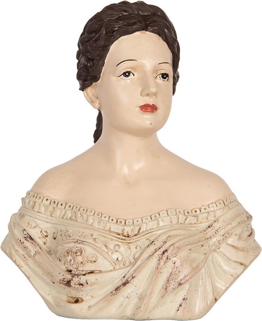 Clayre & Eef Dekorationsfigur Frau 18x11x21 cm Beige Kunststoff