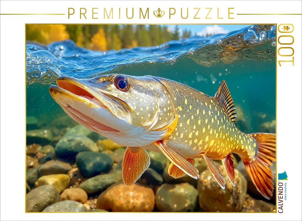 CALVENDO Puzzle Ein kapitaler Hecht | 1000 Teile Lege-Größe 64x48cm Foto-Puzzle für glückliche Stunden