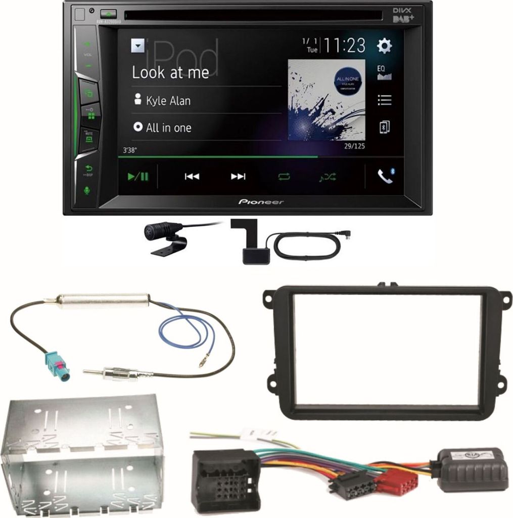 Pioneer AVH-A3200DAB Bluetooth DAB CD Einbauset für Skoda Fabia Roomster Praktik