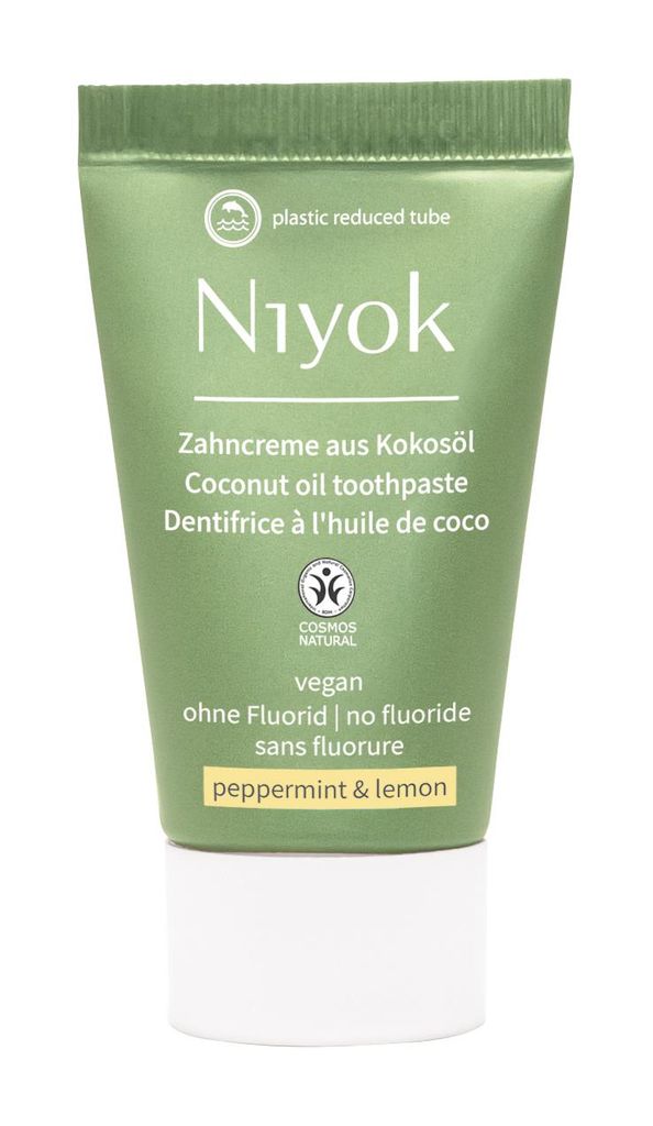 Niyok Zahncreme aus Bio Kokosöl"Pfefferminze & Zitrone"(20ml) Natürliche Zahnpasta für weiße Zähne, Intensive Pflege & Frische,Schützt das Za...