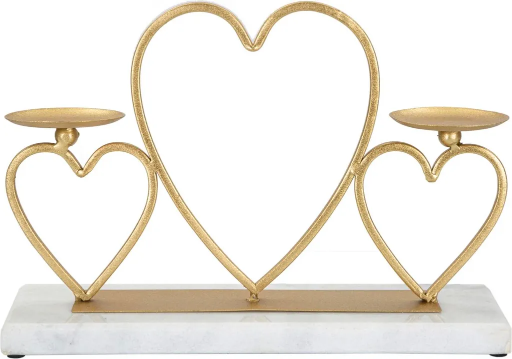 Chandelier double doré motif Coeurs design moderne Mauro Ferretti 30cm