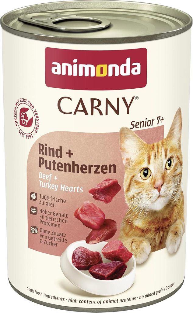 Animonda Cat Dose Carny Senior 6x400g | Rind & Putenherzen