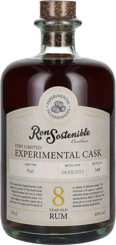 Ron Sostenible 8 Years Old Experimental Port Cask 43% Vol. 0,7l