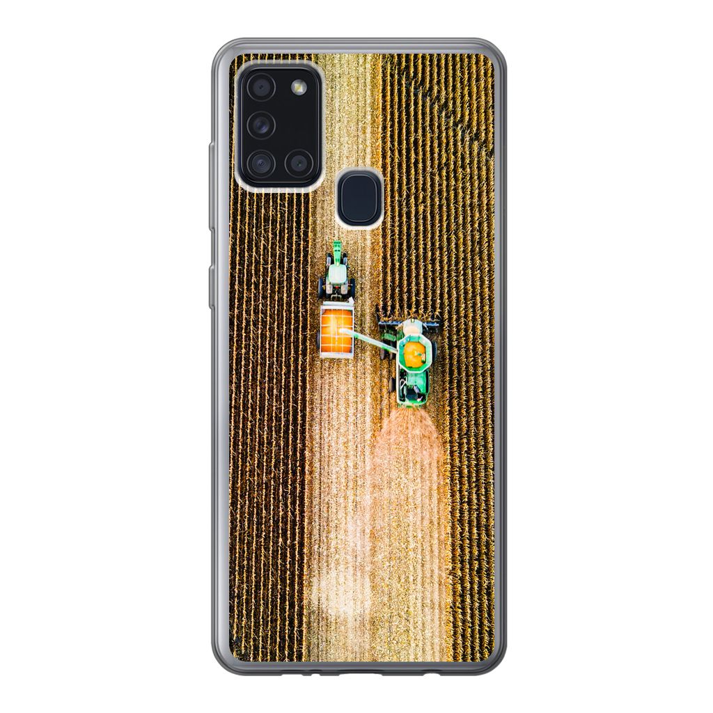 MuchoWow Handyhülle Schutzhülle Hülle für Samsung Galaxy A21s Traktor - Feld - Land - Bauernhof - Ernte Silikon Softcase Handy Hülle - Harts...