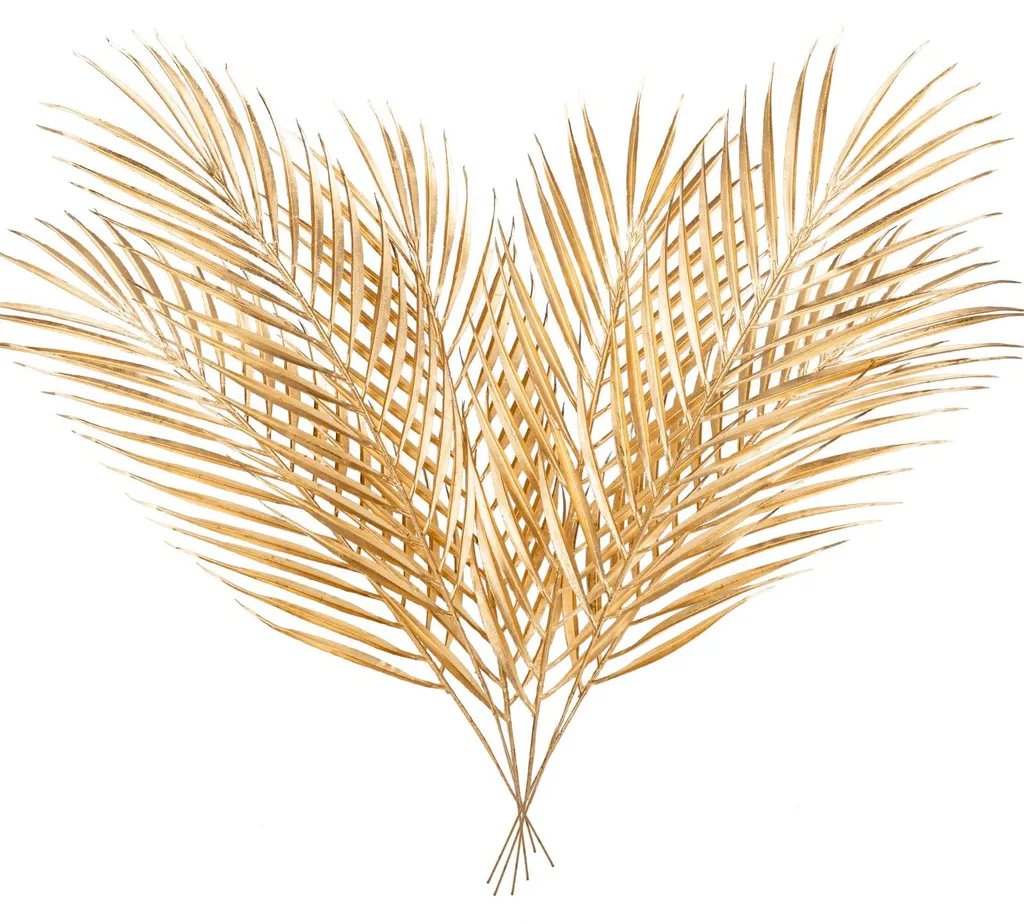 Composition florale mariage : 6 feuilles de palmier artificielles dorées
