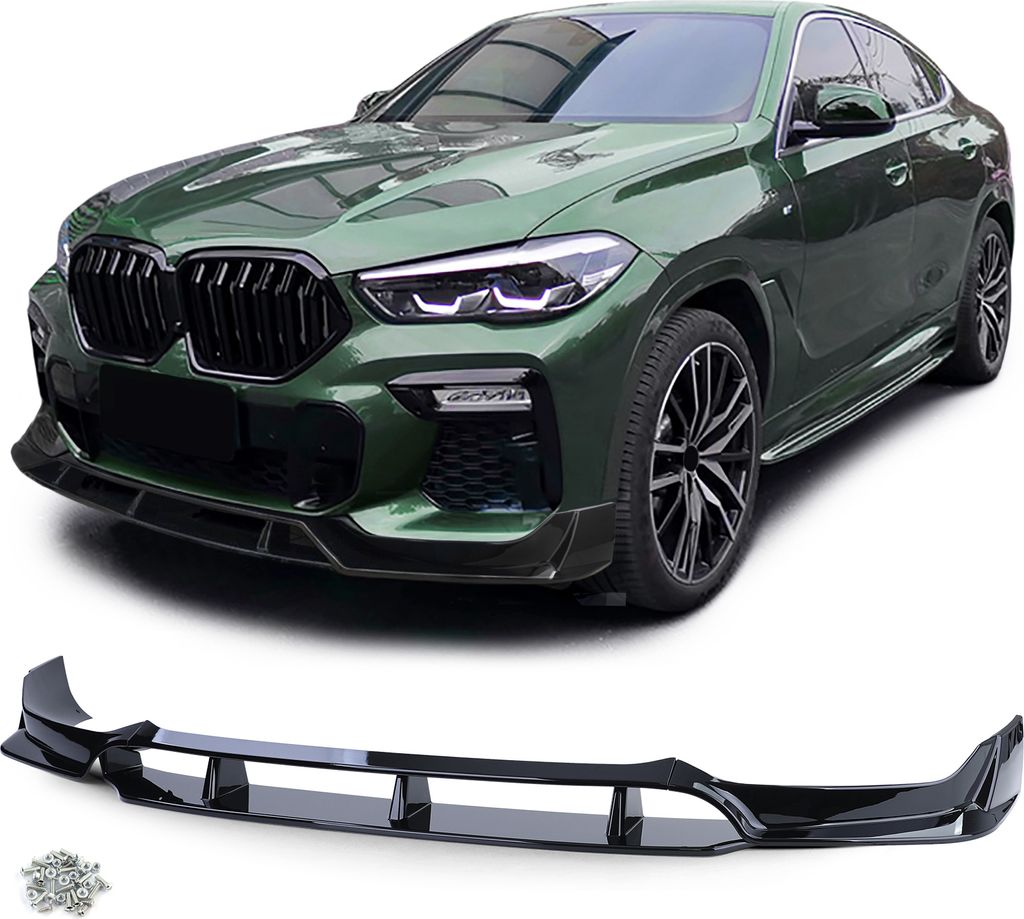 Zderzak przedni ze spojlerem w czarnym połysku do BMW X6 Zdjęcie produktu 