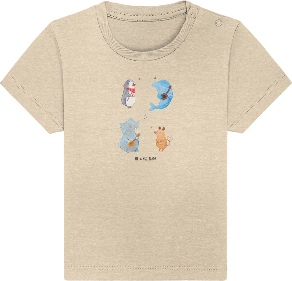 Mr. & Mrs. Panda Babyshirt Big Band 6. - 12. Monat - Natural Raw - Geschenk, Kinder T-Shirt, Hund, Pinguin, Gitarre, Elefant, , Lustige Sprüche, D...