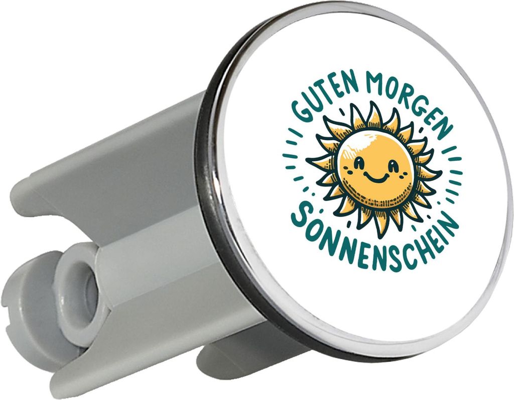 Huuraa Waschbeckenstöpsel Guten Morgen Sonnenschein Sonne 4cm höhenverstellbar Abflussstopfen Geschenkidee