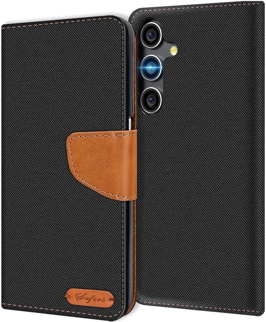 Conie Jeans Style Klapp Tasche für Samsung Galaxy S24 Kartenfach Hülle Rundumschutz in Schwarz