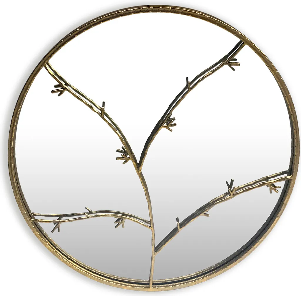Miroir rond décoratif design branches - Grand miroir mural métal 80 cm