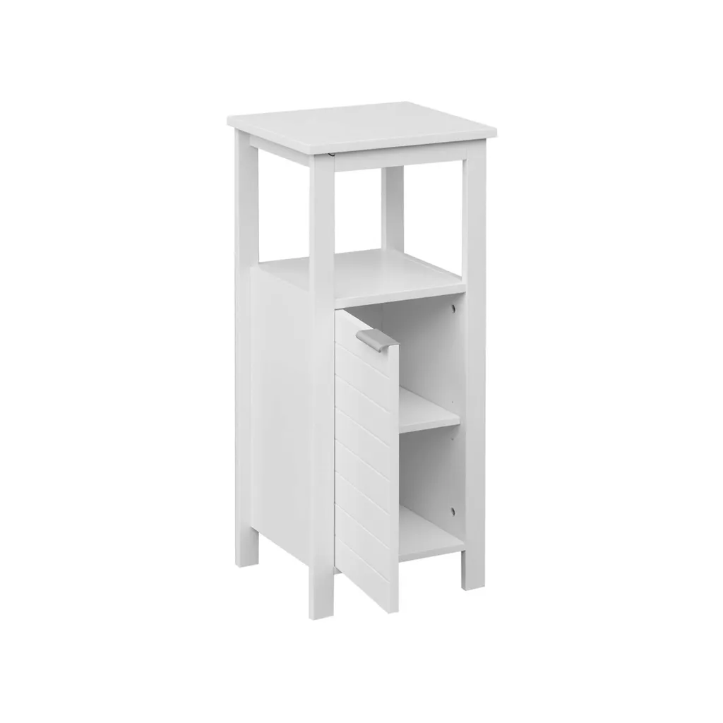 Rangement d'appoint WC et salle de bain meuble bas blanc 1 porte et étagère