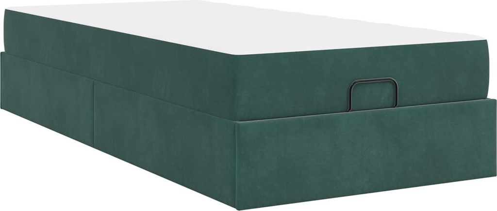 Bettgestell mit Matratze mit Matratze 2 pcs Grün Samt