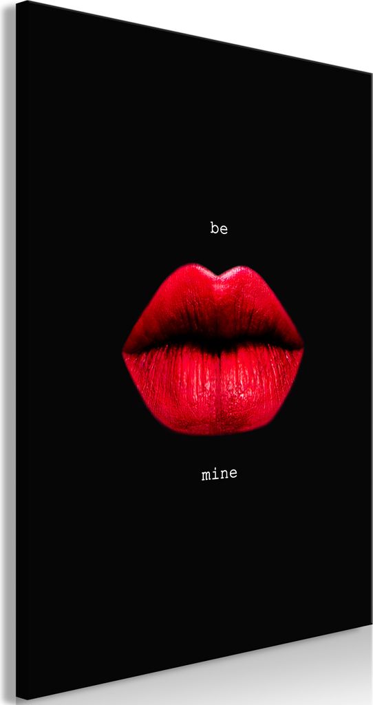 Vlies Leinwandbild - Red Lips (1-part) - Black Background with English Text 20x30 cm Abstrakt n-C-0238-b-a