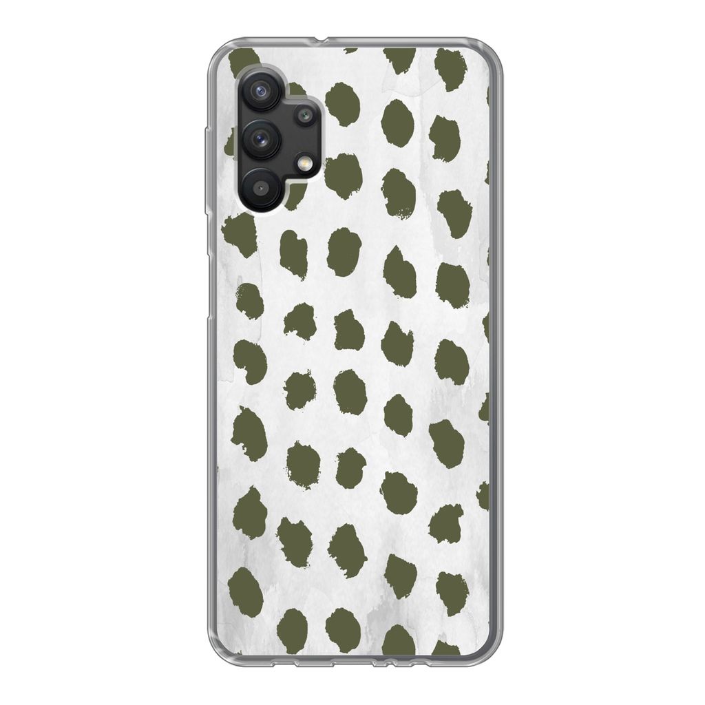 MuchoWow Handyhülle Schutzhülle Hülle für Samsung Galaxy A32 5G Marmor - Punkte - Grün Silikon Softcase Handy Hülle - Softcase