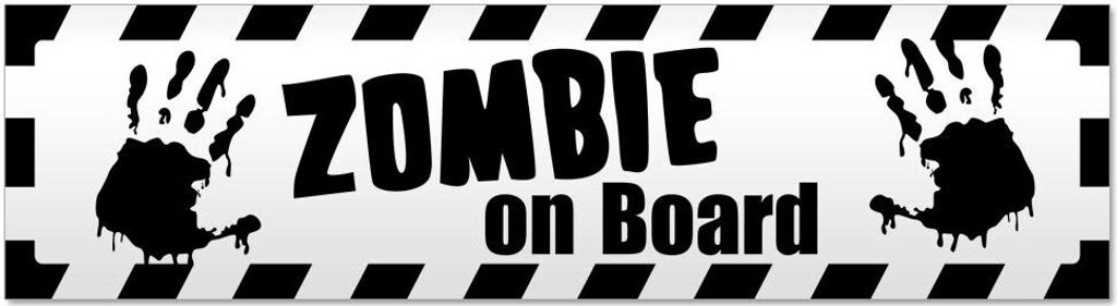 Kiwistar - Autoaufkleber - Schwarz - 45 x 12 cm - Zombie ob Board gestreift - Hinweis Aufkleber Sticker für Auto, Kfz, Fahrrad, PKW, LKW