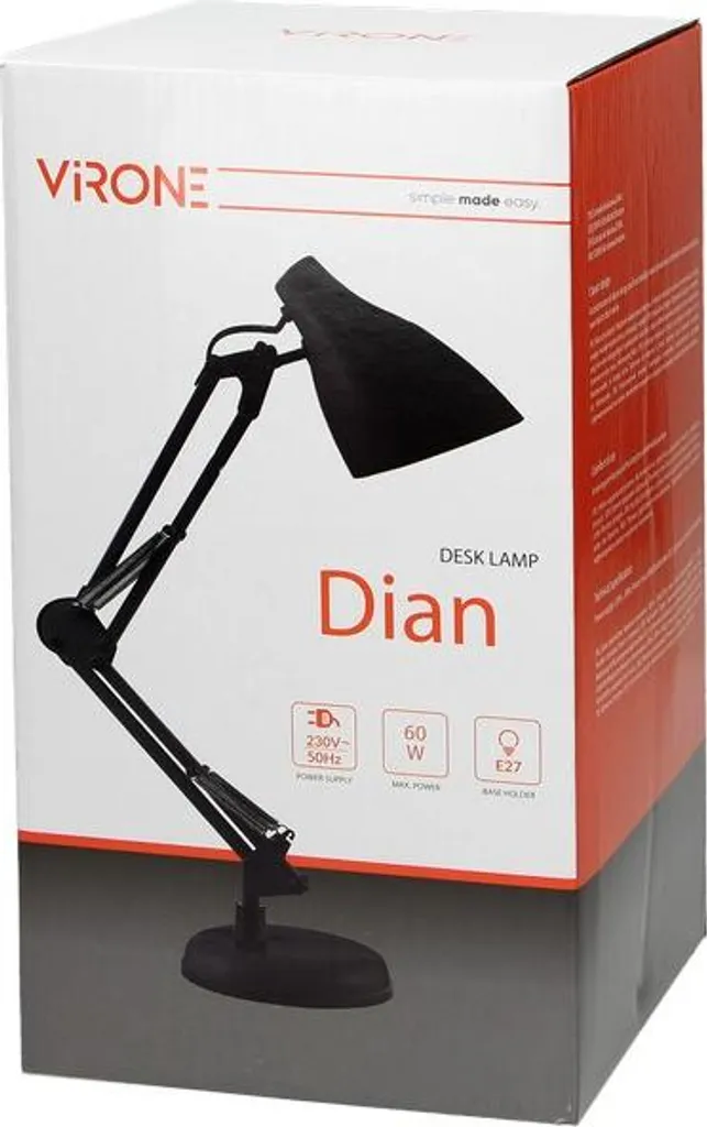 Lampada Scrivania Professionale Virone DIAN Rossa E27 Snodabile - 4
