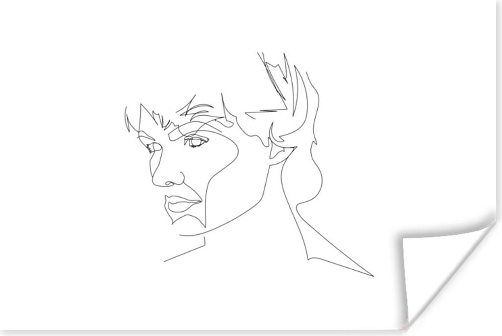 MuchoWow Poster Männer - Linienkunst - Kopf 120x80 cm - Bilder