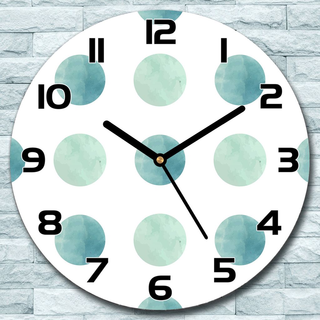 Wanduhr aus Glas Rund fi 30 Aquarell Kreise grün Quarz Deko Schlafzimmer Büro