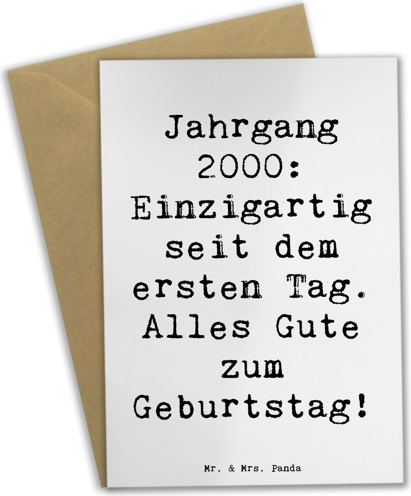 Mr. & Mrs. Panda Grußkarte Spruch 2000 Geburtstag - Weiß - Geschenk, einladungskarten, Happy Birthday, Grußkarten, Geburtstagsgeschenke, Geburts...