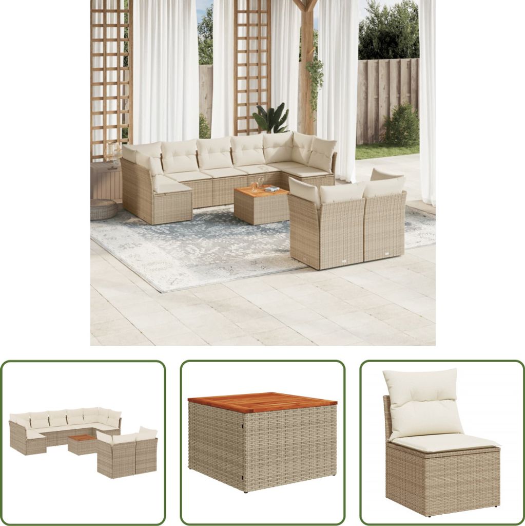 The Living Store 10-tlg. Garten-Sofagarnitur mit Kissen Produktbild 