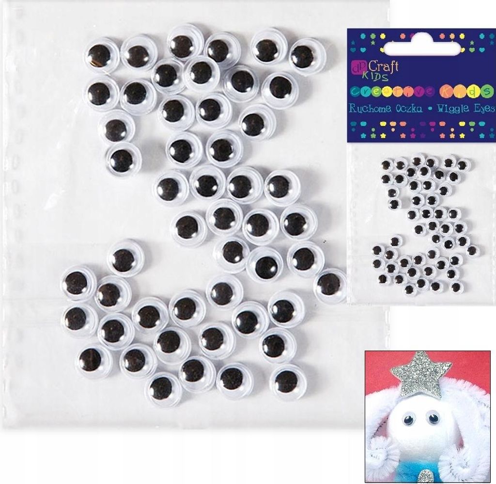 Kreative bewegliche Augen zum Dekorieren von Maskottchen 6 mm 50 Stück DpCraft