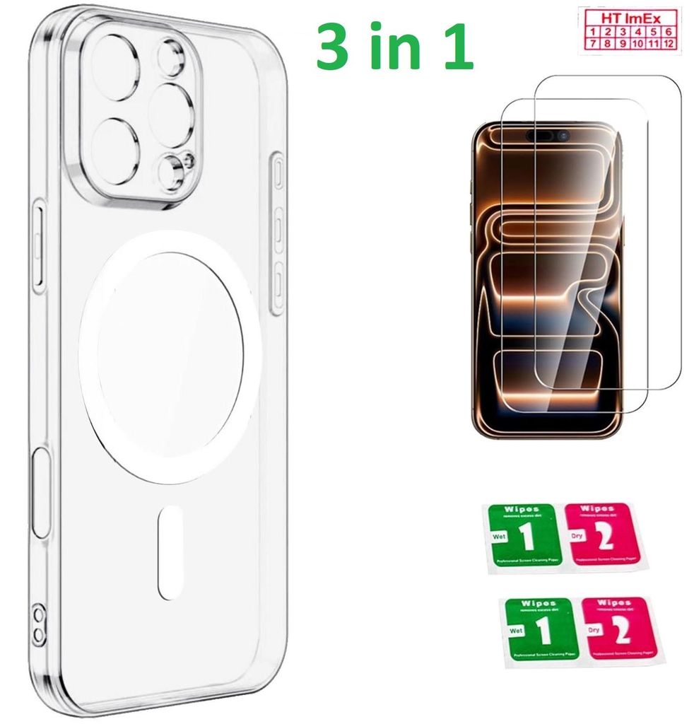 Hülle 3 in 1 Schutzglas Schutz MagSafe Magnet kompatibel mit iPhone 16 Pro Max smartphone