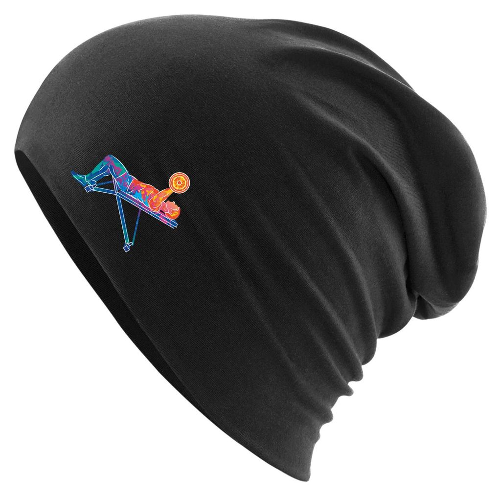 Huuraa Beanie Fitness Training Bench Press bunte Silhouette Black One Size Baumwolle und Elasthan Mütze Geschenkidee