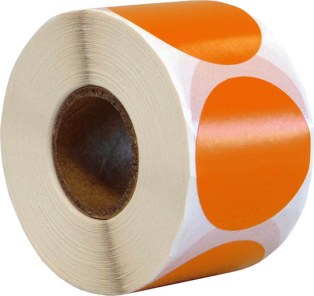 DULA Runde Etiketten - Orange - 35mm - 500 Aufkleber auf Rolle - Siegel - Markierungspunkte - Leere runde Aufkleber auf Rolle