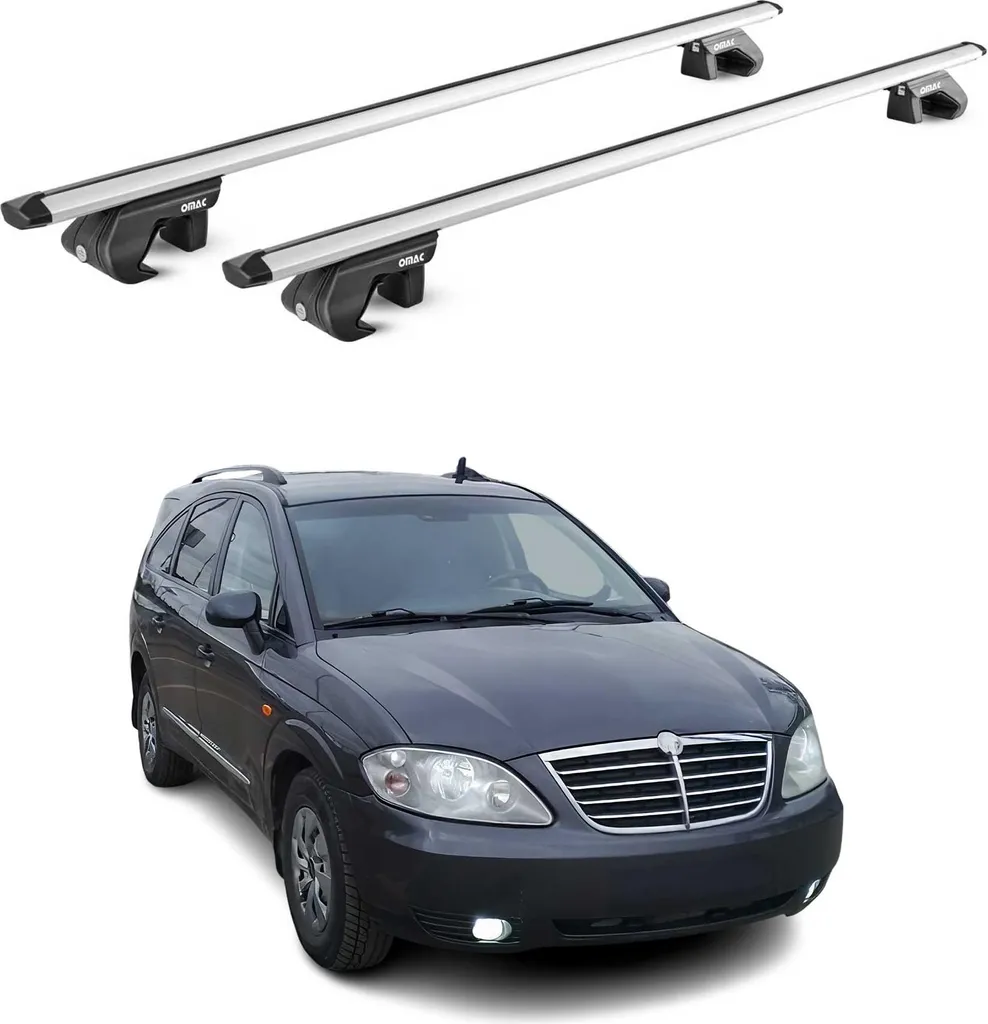 Portapacchi in alluminio per Ssangyong Rodius 2004-2013 5 porte argento ABE 2x - 12