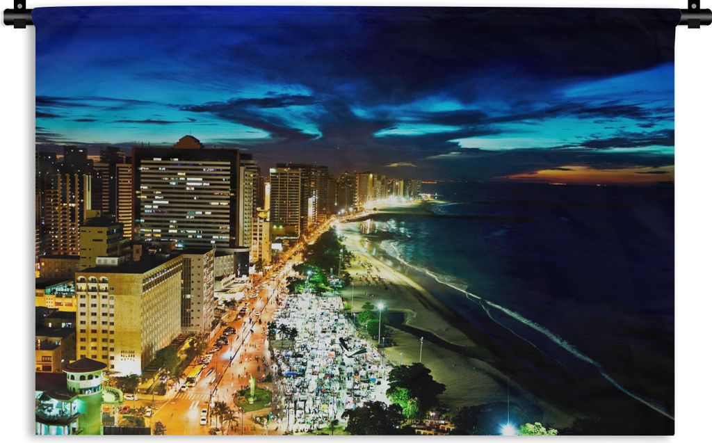 MuchoWow Wandteppich Wandbehang Sonnenuntergang über Fortaleza, Brasilien, in Südamerika 90x60 cm Tapisserie Dekoration Wandtuch - Wandskulptur...