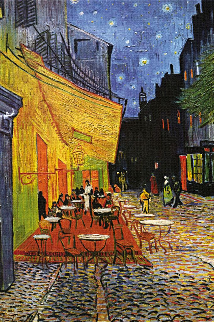 Vincent Van Gogh Kunstdruck Bild - Terrasse Des Cafés An Der Place Du Forum In Arles Am Abend, 1888 (120 x 80 cm)