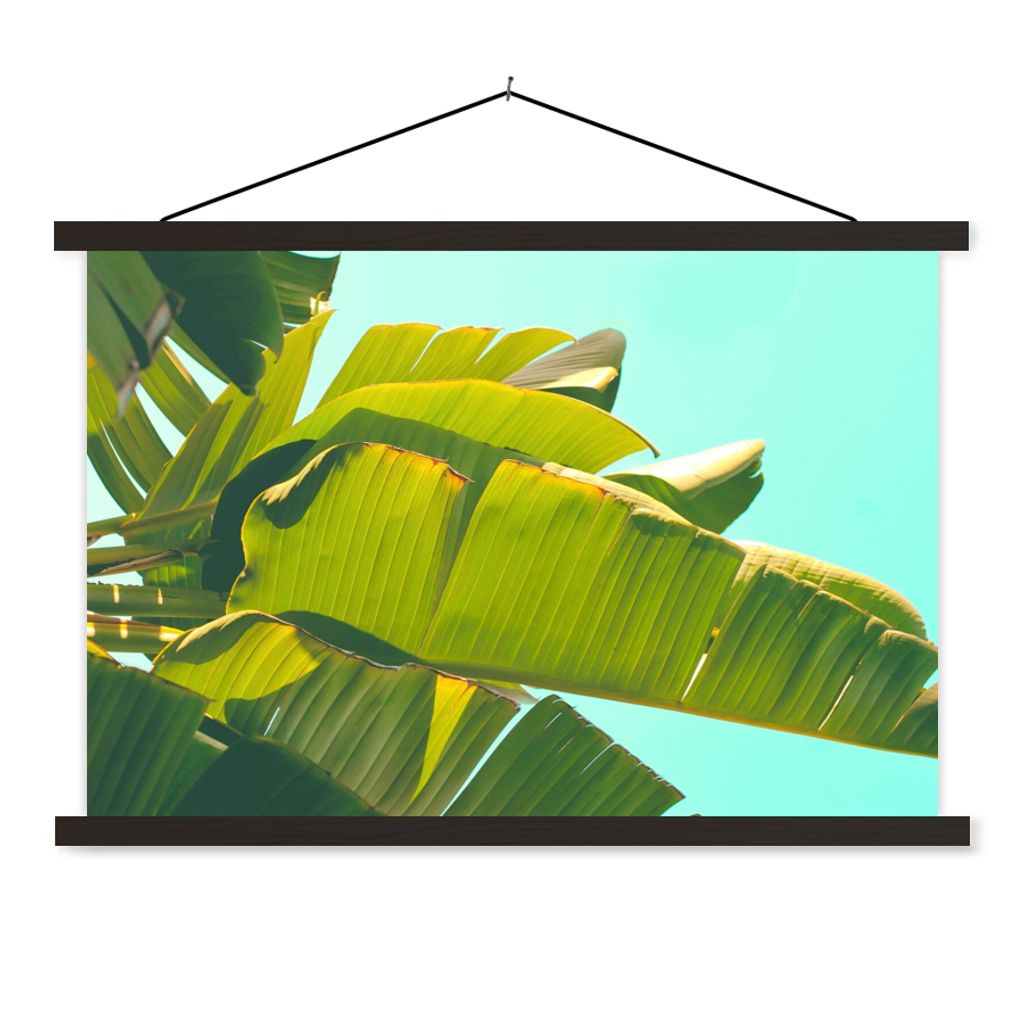 MuchoWow Textilposter Bananenblatt - Blätter - Tropisch - Sommer 150x100 cm mit schwarzem Rahmen - Schlafzimmer
