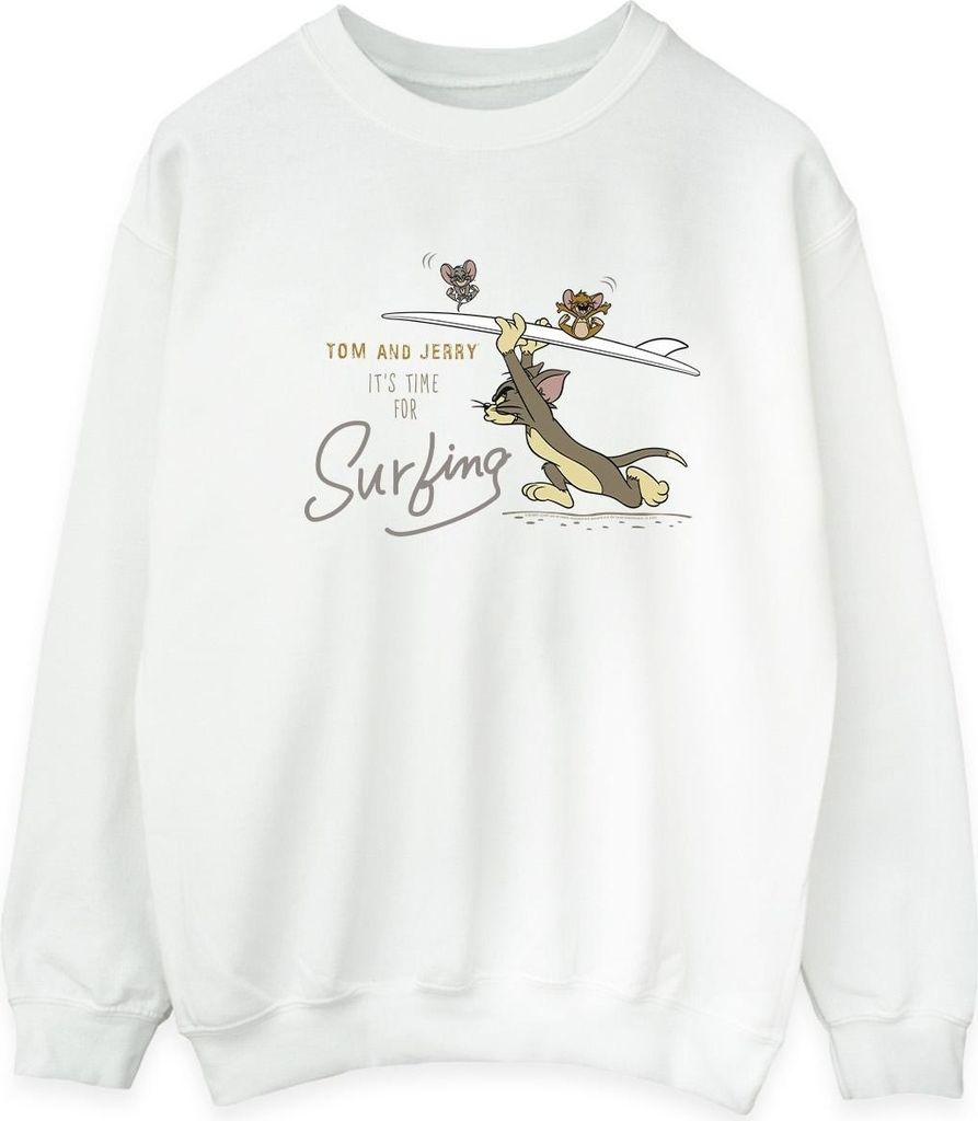 Tom And Jerry - "It's Time For Surfing" Sweatshirt für Herren BI47090 (5XL) (Weiß)