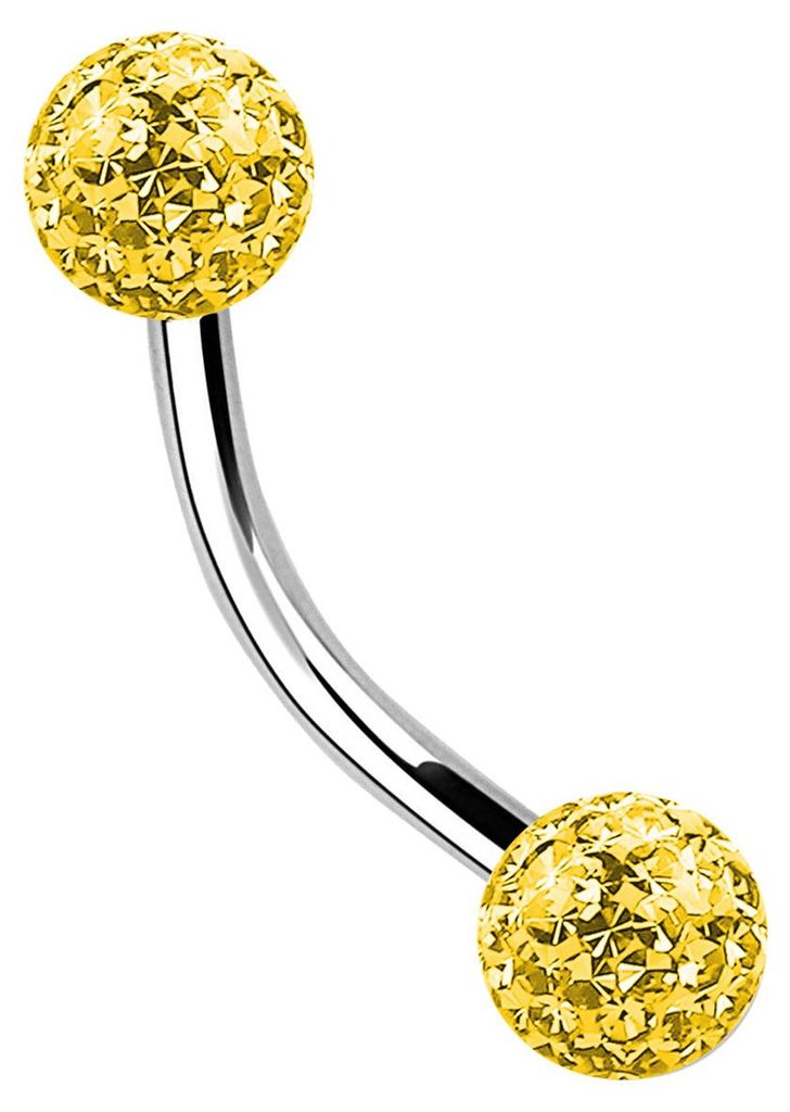 Titan Piercing Schmuck Banane 1,2 x 11 mm + Epoxy Kugeln in gold