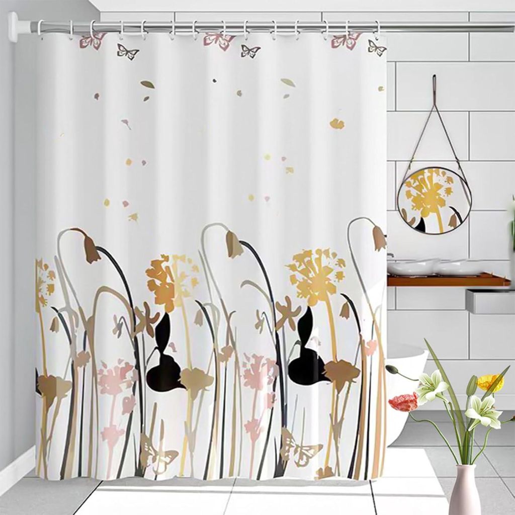 Duschvorhang aus PEVA mit Blumenmuster, 100 x 200 cm, schimmelresistent, wasserdicht