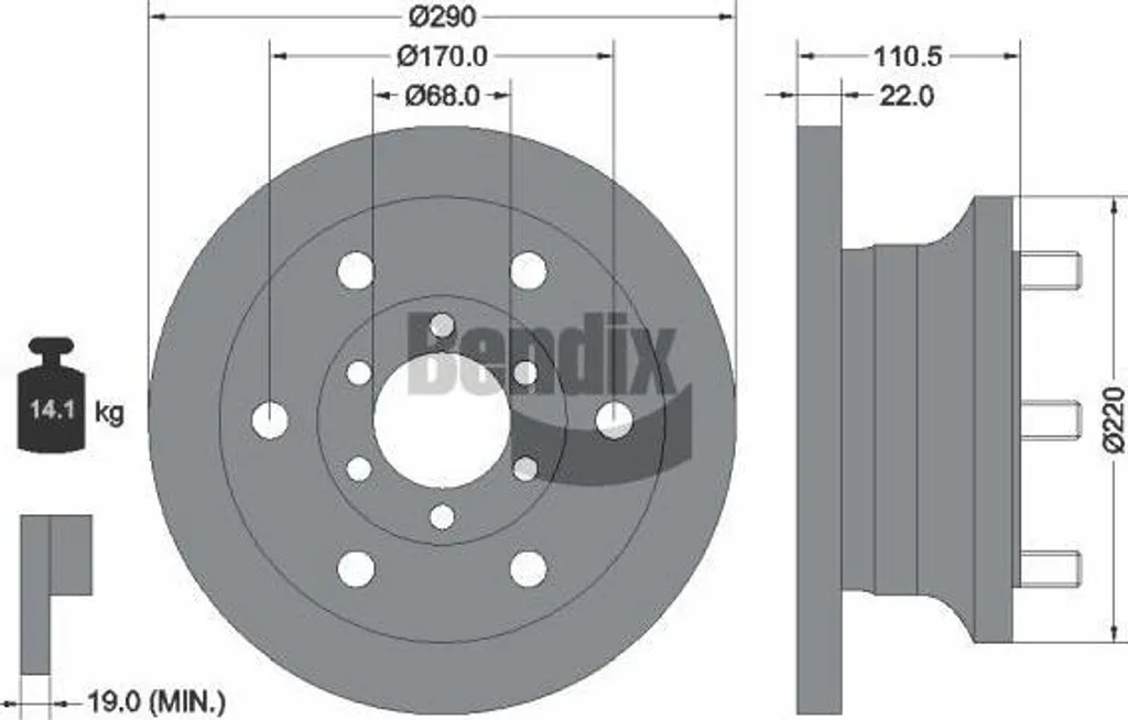Disque de frein BENDIX BDS1294 OE 1908772 pour Iveco Daily Utilitaire