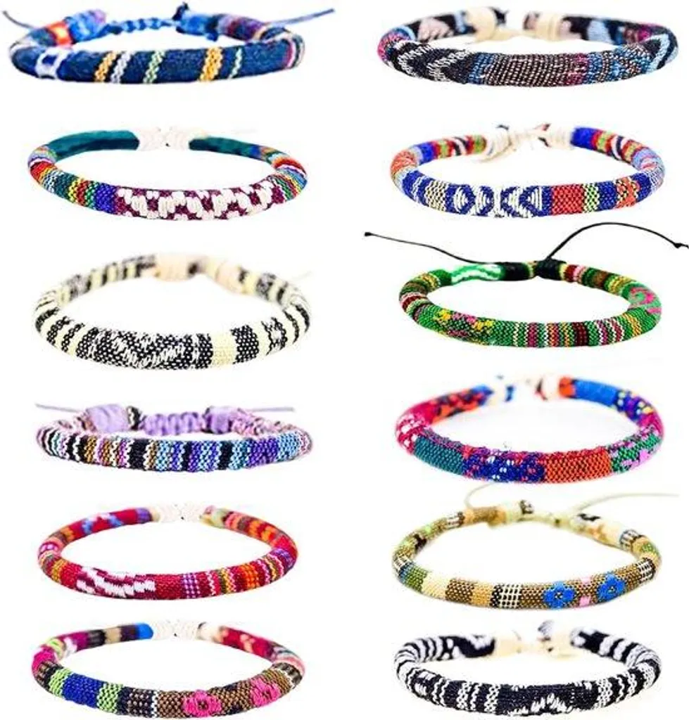 Bracelets réglables faits main lot de 12 pièces design bohème chic