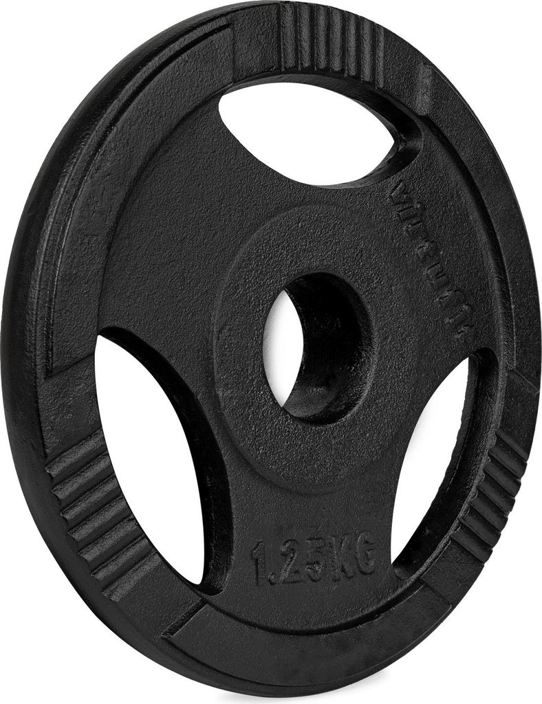 VirtuFit Olympische Gusseisen-Hantelscheibe 50 mm 3-Grip 1,25 kg