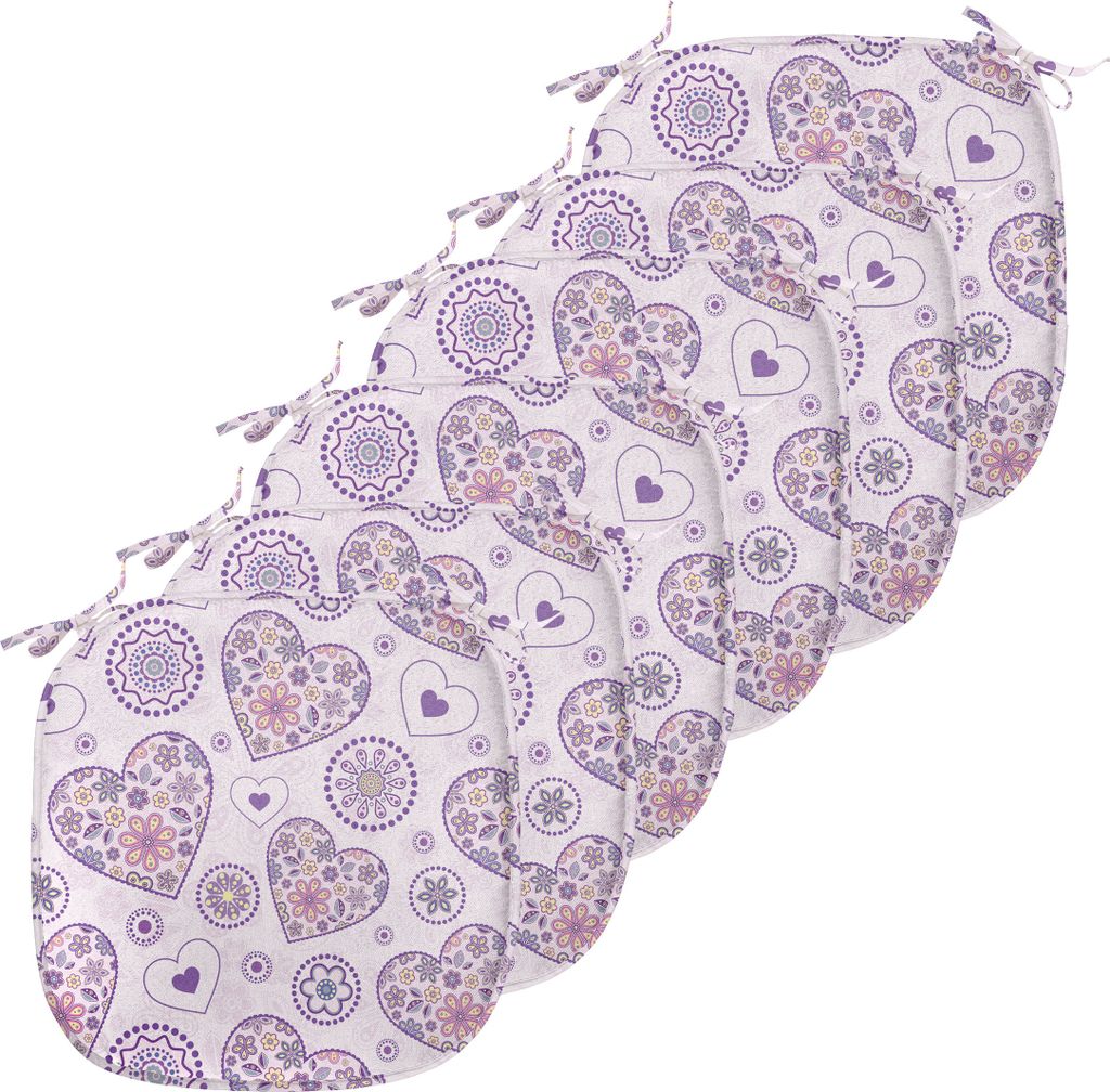 ABAKUHAUS Valentines Polster für Esszimmerstühle, Herzen mit Blumen, Dekoratives wasserfestes Kissen mit Riemen für Küchensitze, 40 cm x 40 cm-...