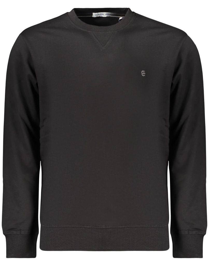 Herren-Sweatshirt Schwarz: Langarm, Rundhals, Stickerei-Design