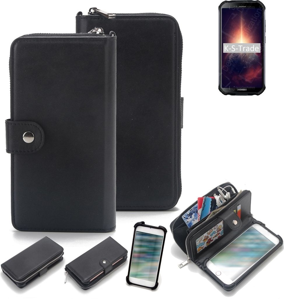 K-S-Trade 2in1 Handyhülle Schutzhülle kompatibel mit Doogee S40 Pro & Portemonnee Cover Handy Hülle Case Etui Geldbörse Wallet Bookstyle Hülle