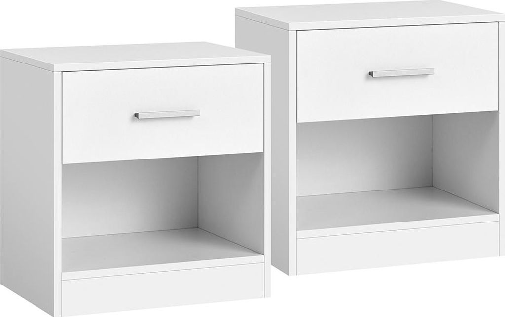 Nachttisch-Set, 2-teilig, Naturbeige-Klassisch-Weiß