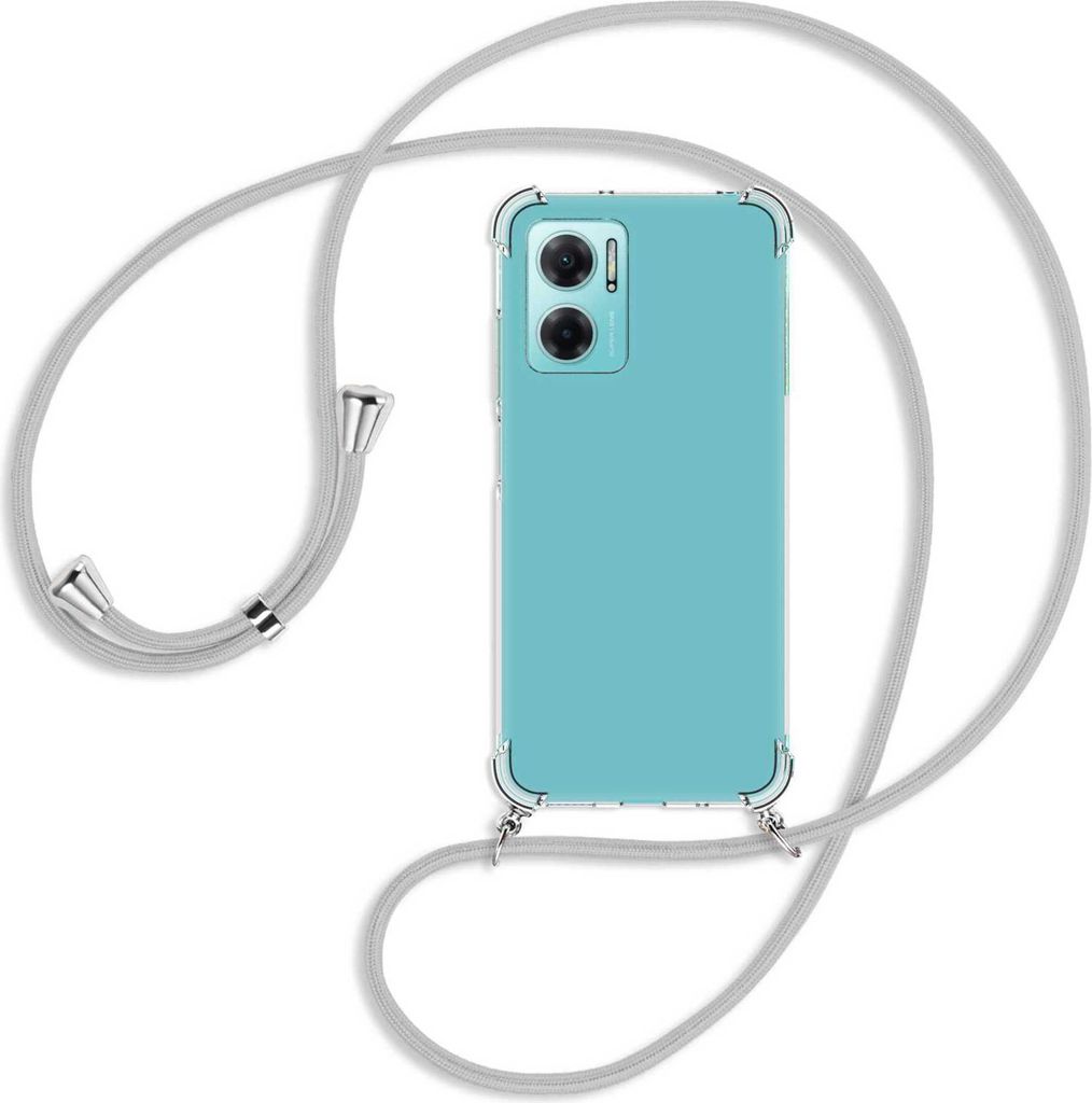 Handykette Backcover-Schutzhülle mit Band (Metall silberfarben) für Xiaomi Redmi 10 5G / Note 11E - silbergrau