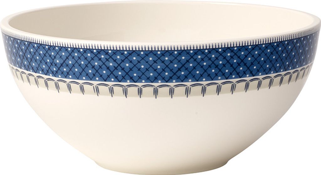 Villeroy & Boch Casale Blu, Salatschüssel, 3 l, Rund, Porzellan, Beige, Blau, Portion